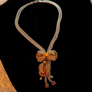 Vintage necklace amber colored stone in the center very romantic FIRM ON PRICE